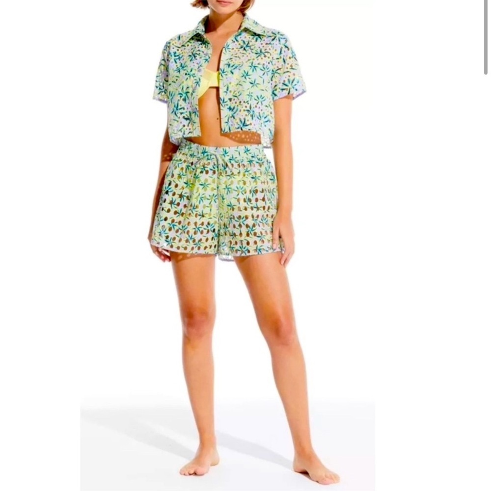 Solid & Striped Eyelet Cropped Cabana Top & Charlie Eyelet Shorts.
